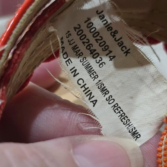 Janie & Jack Scalloped Sandals | Red White Faux Leather Girls Sz 10 Preloved - Picture 7 of 7